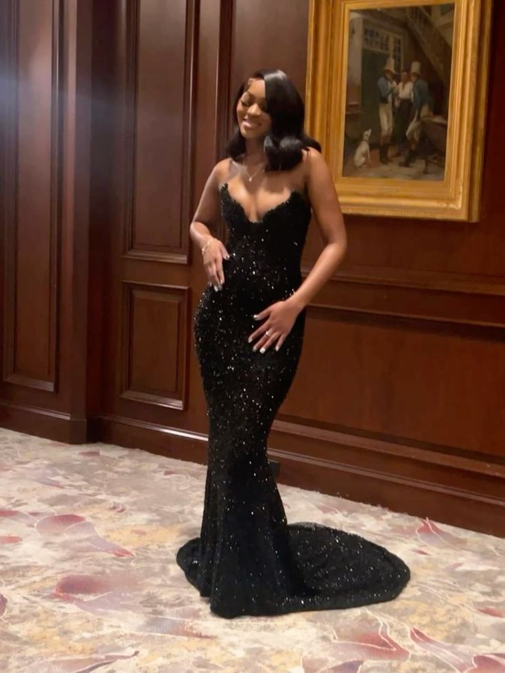 Black Strapless Mermaid Long Formal Prom Dresses Formal Evening Gown Secondary image