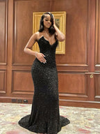 Black Strapless Mermaid Long Formal Prom Dresses Formal Evening Gown