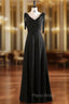 Black Straps Pleats Pearls Formal Prom Dresses