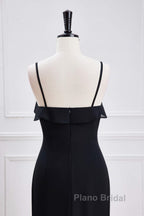 Black Straps Ruffle Multi-Layer Chiffon Maxi Dresses