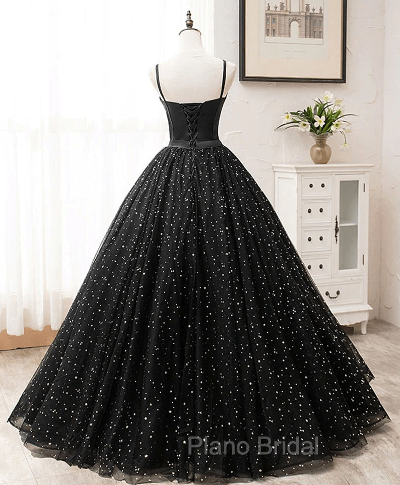 Black Sweetheart Straps Tulle Long Evening Gown Sleeveless Floor-Length Formal Prom Dresses Formal Prom Dresses shops Secondary image