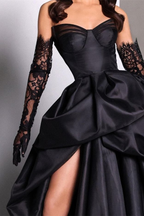 Black Fashion Sexy Taffeta Slit Long Elegant Ball Gown Formal Evening Dresses