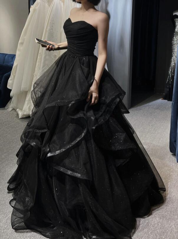 Black Sweetheart Tulle Layers Ball Gown Formal Dresses, Black Formal Evening Dresses Formal Prom Dresses Main image
