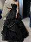 Black Sweetheart Tulle Layers Ball Gown Formal Dresses, Black Formal Evening Dresses Formal Prom Dresses