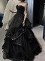 Black Sweetheart Tulle Long Formal Evening Gown, Black Party Dresses Formal Prom Dresses