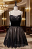 Black Tulle Lace Spaghetti Straps Homecoming Dresses