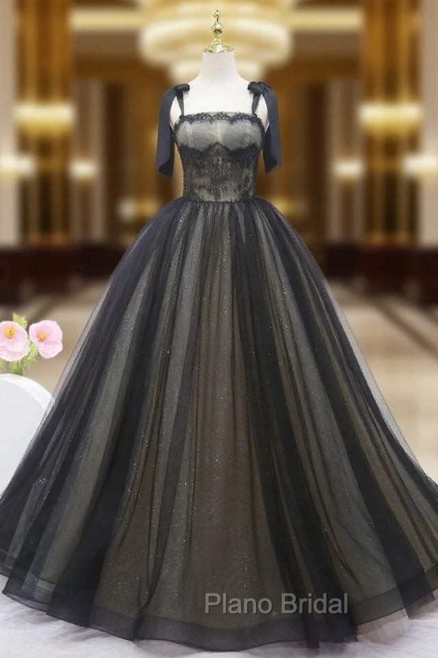 Black Tulle Lace Straps Formal Prom Dresses Main image