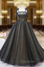 Black Tulle Lace Straps Formal Prom Dresses