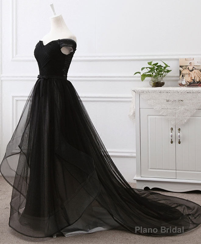 Black Tulle Long Prom Dress, Black Evening Dresses