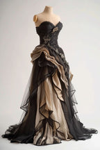Black Tulle Long Formal Prom Dresses Charming Formal Evening Dresses