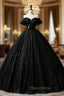 Black Tulle Sequins Beading Off the Shoulder Quinceanera Dresses