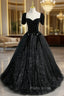Black Tulle Sequins Strapless Formal Prom Dresses