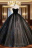 Black Tulle Sequins Sweetheart Quinceanera Dresses