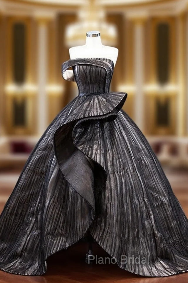 Black Tulle Strapless Pleats  Formal Prom Dresses Main image