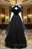 Black Tulle Strapless Formal Prom Dresses Detachable Neck