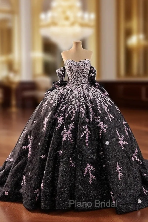 Black Tulle Strapless Sequins Formal Prom Dresses Main image