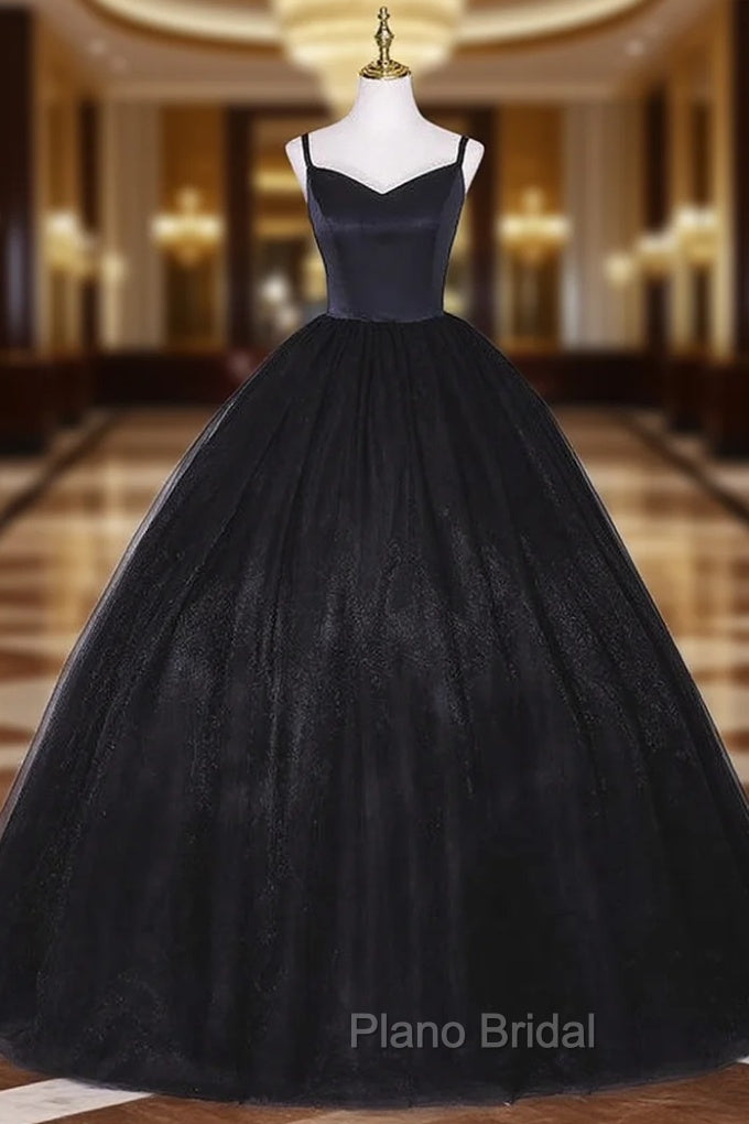 Black Tulle Straps Quinceanera Dresses