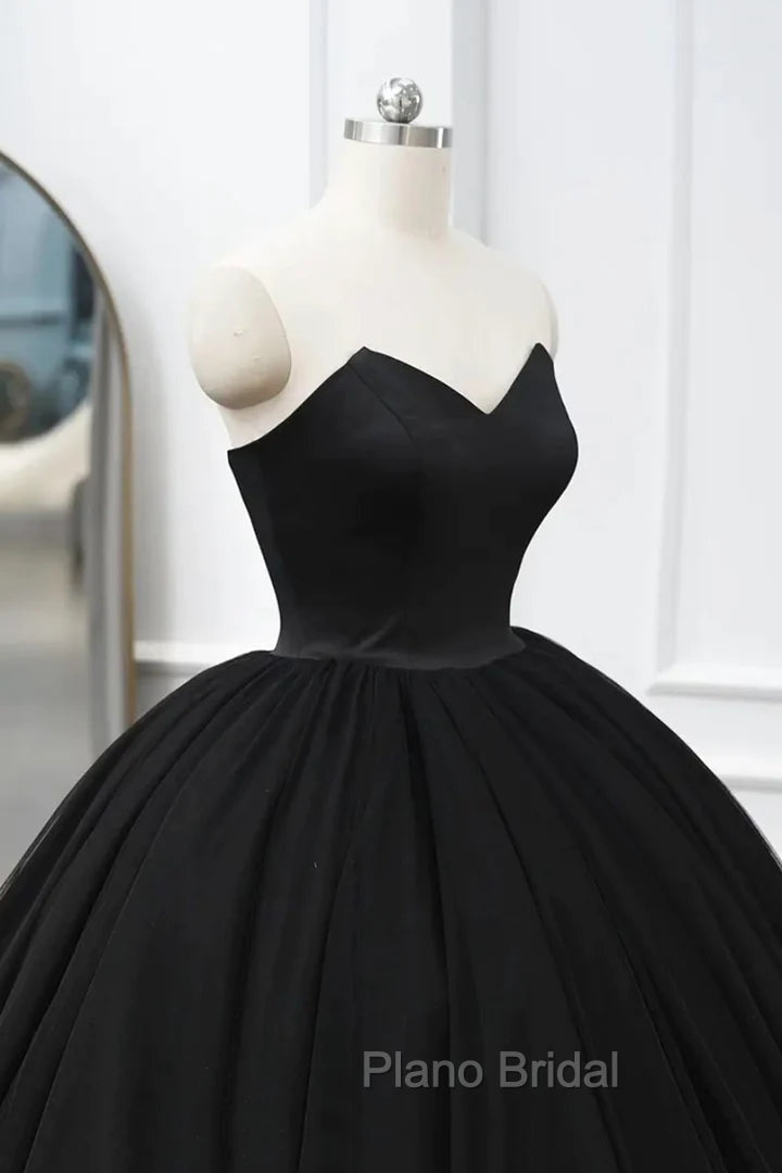 Black Tulle Sweetheart Ball Gown Sweet 16 Dresses, Black Long Formal Dresses Secondary image