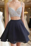 Black Two Pieces Short Formal Prom Dresses, Two Pieces Homecoming Dresses