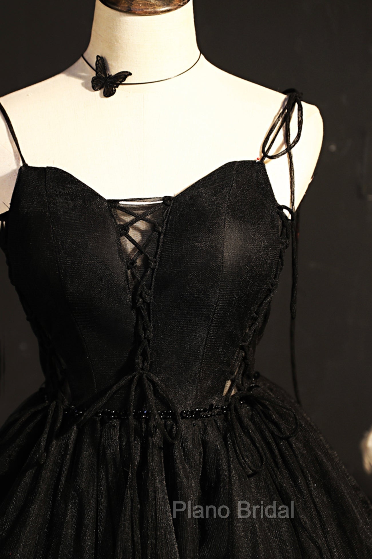 Black V-Neck Tulle Short Formal Prom Dresses, Black A-Line Homecoming Party Dresses Secondary image