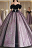 Black Velvet Short Sleeve Ball Gown Formal Prom Dresses