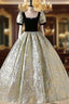 Black Velvet Short Sleeve Square Neck Quinceanera Dresses