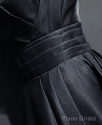 Simple Black V Neck Long Prom Dress, Black Evening Dress