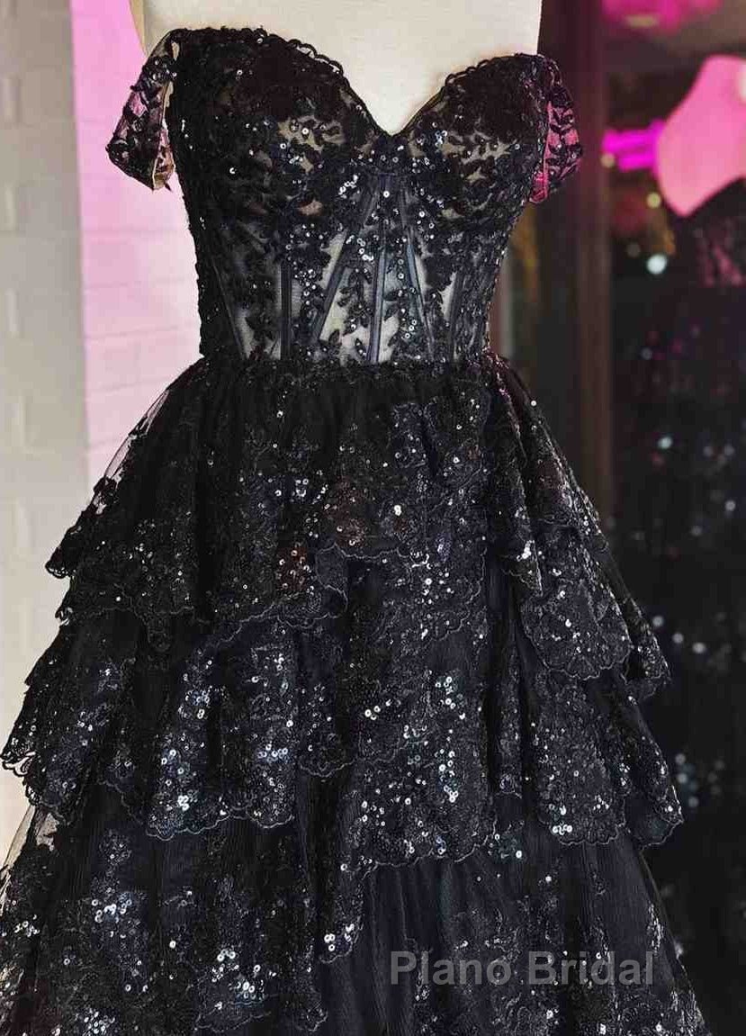 Light Blue Corset Lace Tiered Tulle Long Prom Dresses Secondary image