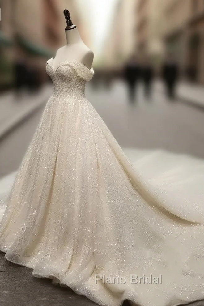 Bling Bling Wedding Dresses Sequins Off Shoulder Main image