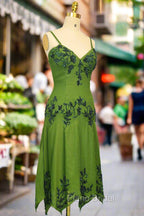 Green A line Formal Prom Dresses Spaghetti Straps Evening Dresses Chiffon Formal Dresses