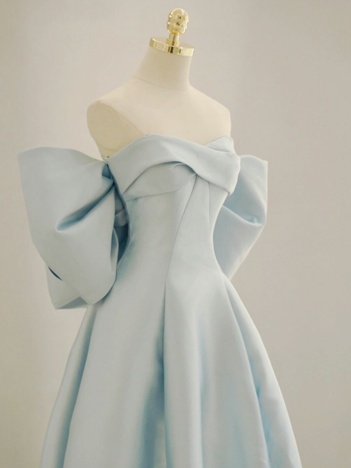 Blue A-Line Satin Long Formal Prom Dresses, Blue Satin Formal Evening Dresses