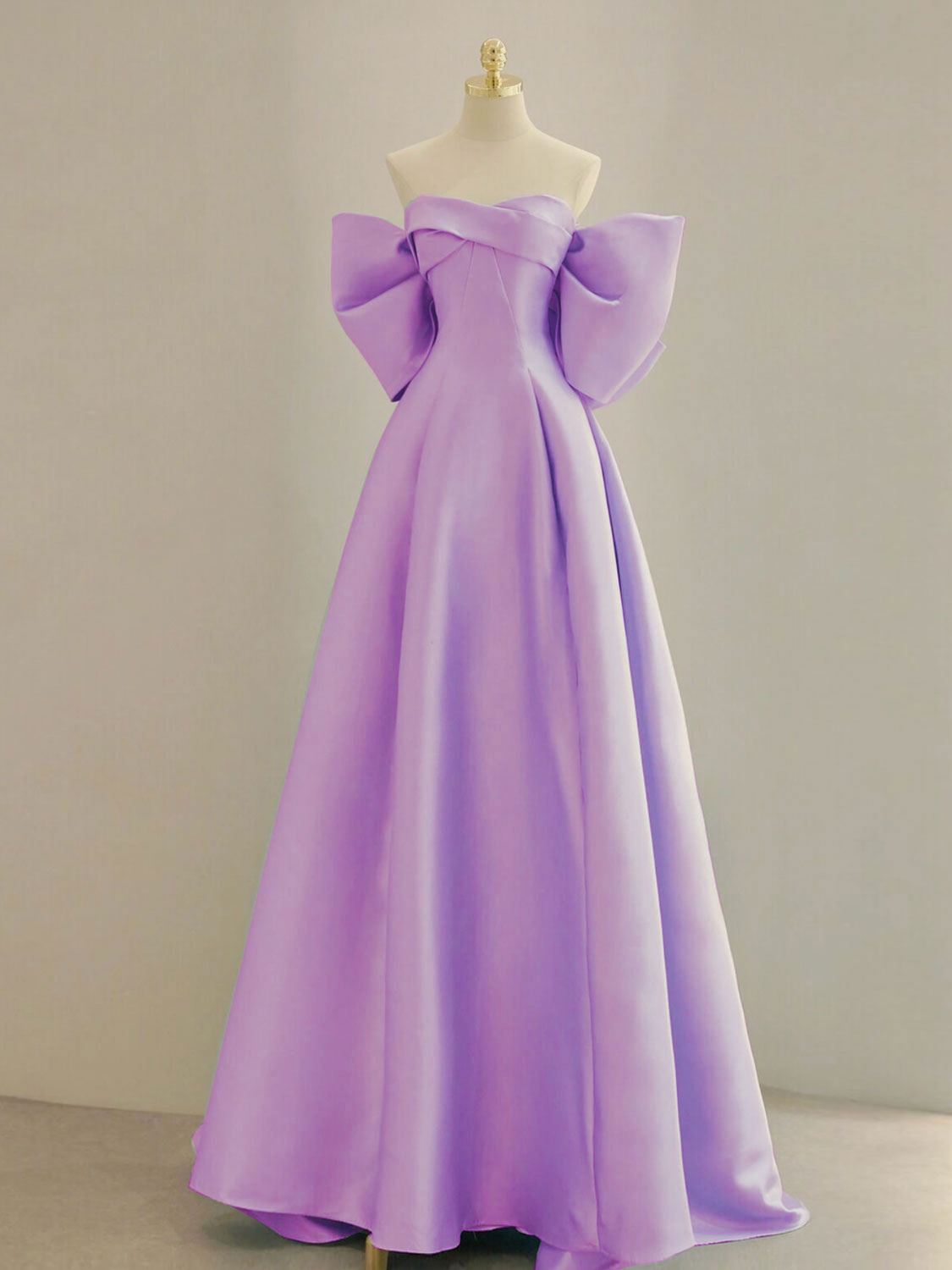 Blue A-Line Satin Long Formal Prom Dresses, Blue Satin Formal Evening Dresses