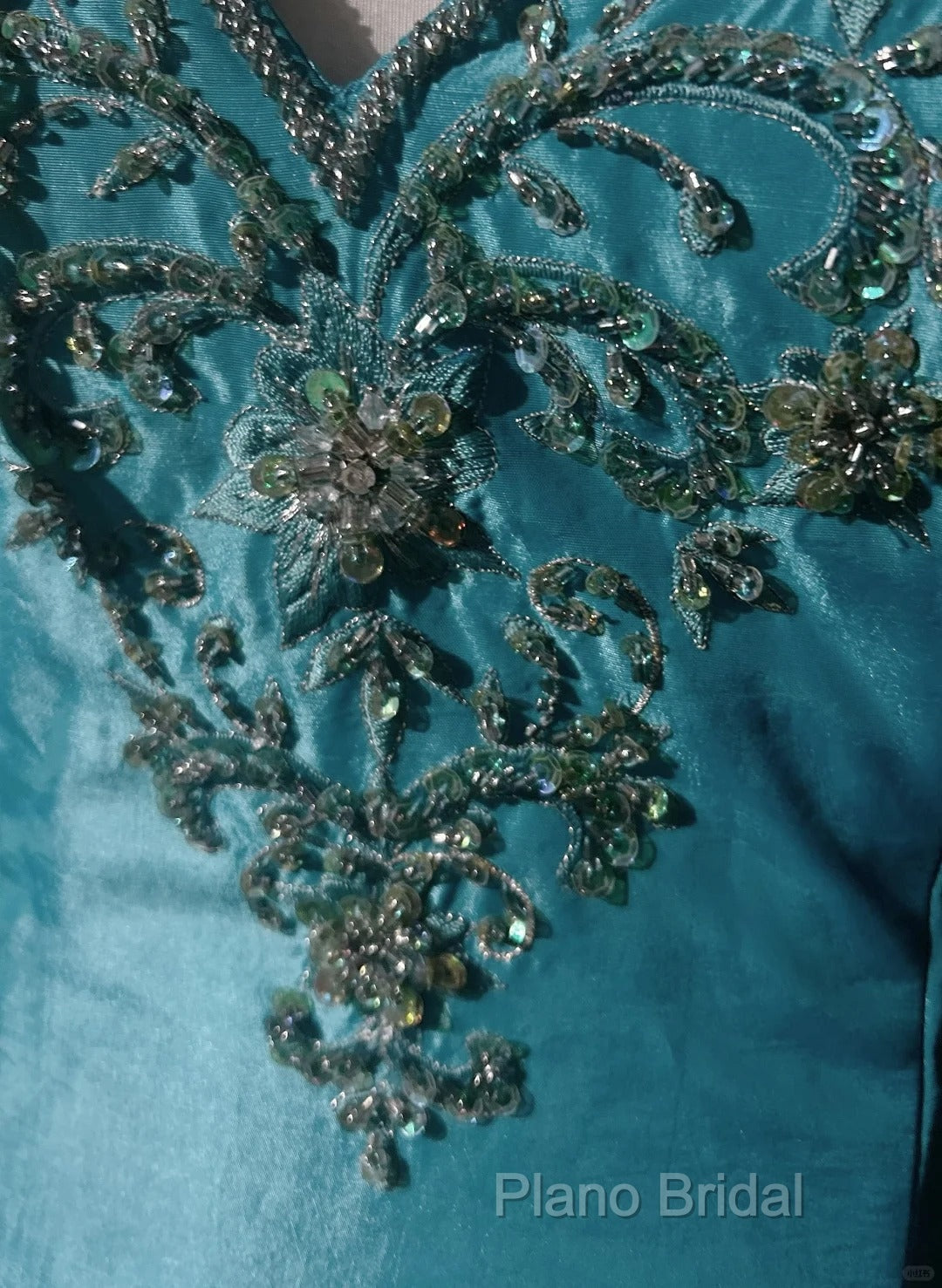 Blue A-Line Spaghetti Straps Satin Beaded Long Formal Prom Dresses Sweetheart Neck Applique Graduation Formal Prom Dresses