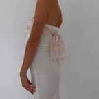 White Strapless Sheath Long Formal Prom Dresses Elegant Party Dresses