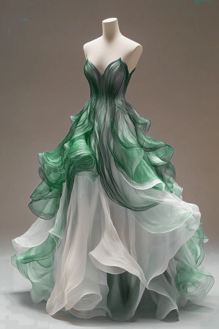 A-Line V-Neck Tulle Long Formal Prom Dresses, Unique Quinceanera Dresses Secondary image