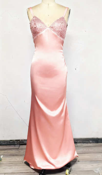 Blue Backless Mermaid Satin Long Formal Evening Formal Prom Dresses