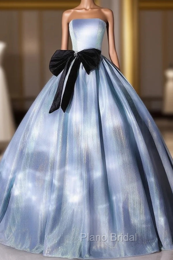 Blue Ball Gown Strapless Quinceanera Dresses With Bow Main image