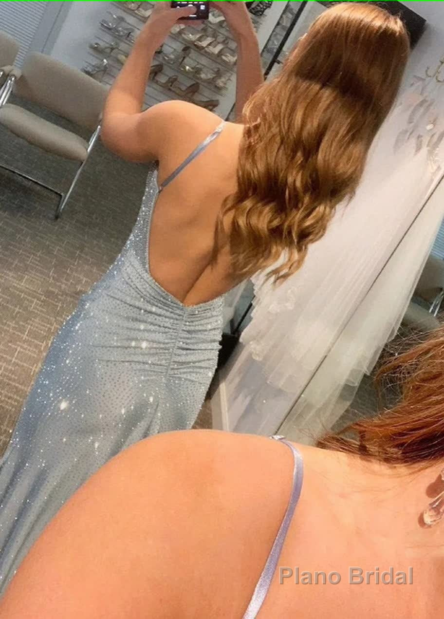 Blue Beading Prom Dress with Slit Formal Evening Dresses Secondary image