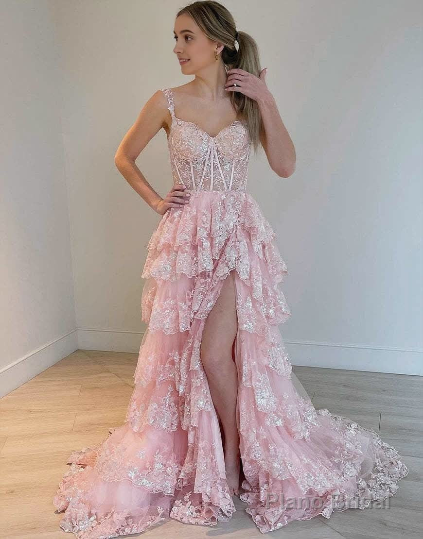 Blue Crystal Sequins Princess A Line Off the Shoulder Prom Dress with Lace Ruffles Secondary image