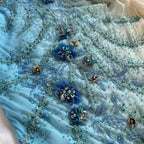 Blue Gorgeous Beautiful Stylish Unique Elegant Exquisite Floral Beading Long Chiffon Ball Gown Formal Evening Dresses Party Dresses