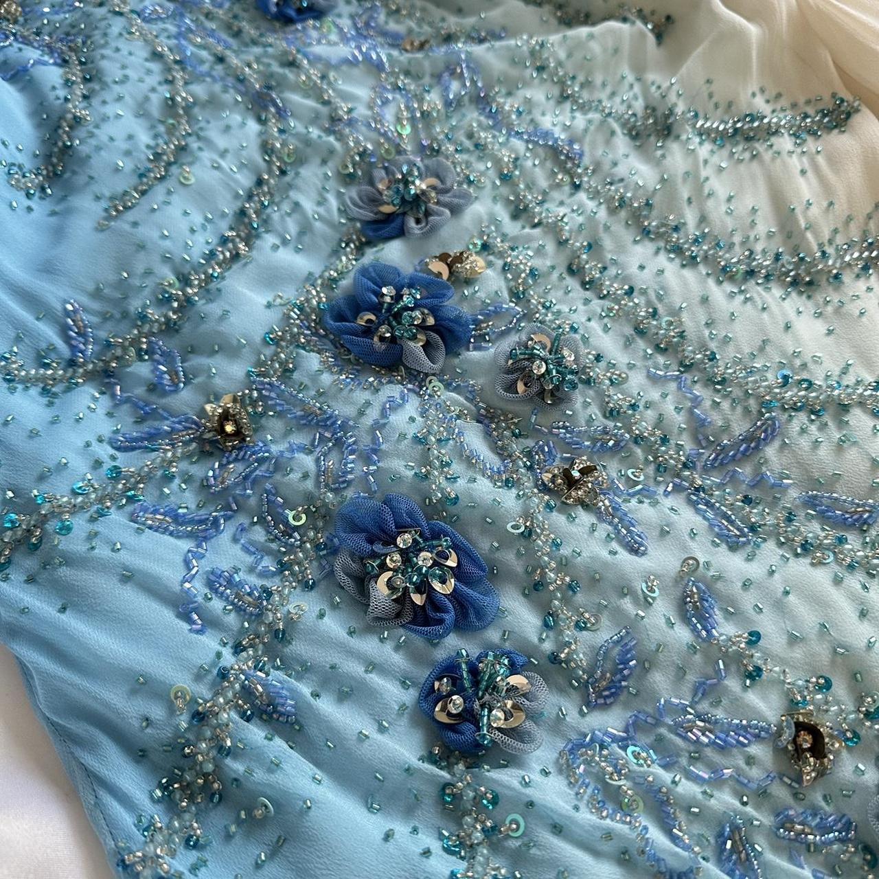 Blue Gorgeous Beautiful Stylish Unique Elegant Exquisite Floral Beading Long Chiffon Ball Gown Formal Evening Dresses Party Dresses