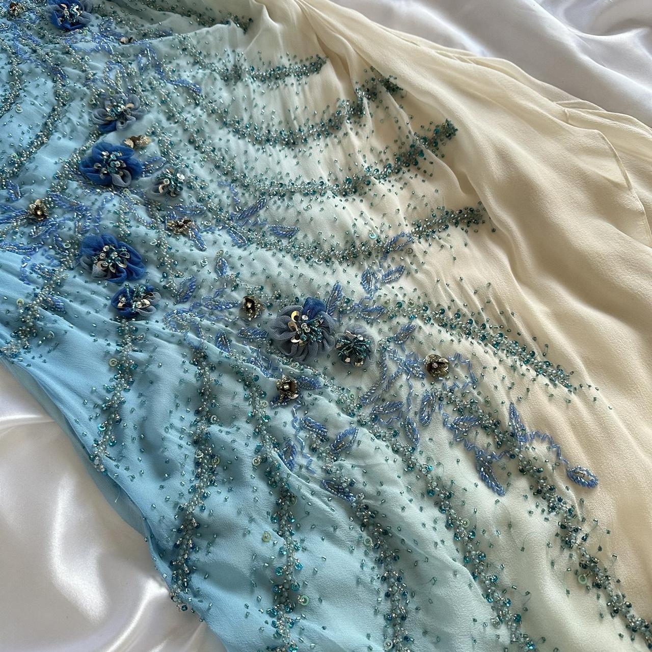 Blue Gorgeous Beautiful Stylish Unique Elegant Exquisite Floral Beading Long Chiffon Ball Gown Formal Evening Dresses Party Dresses