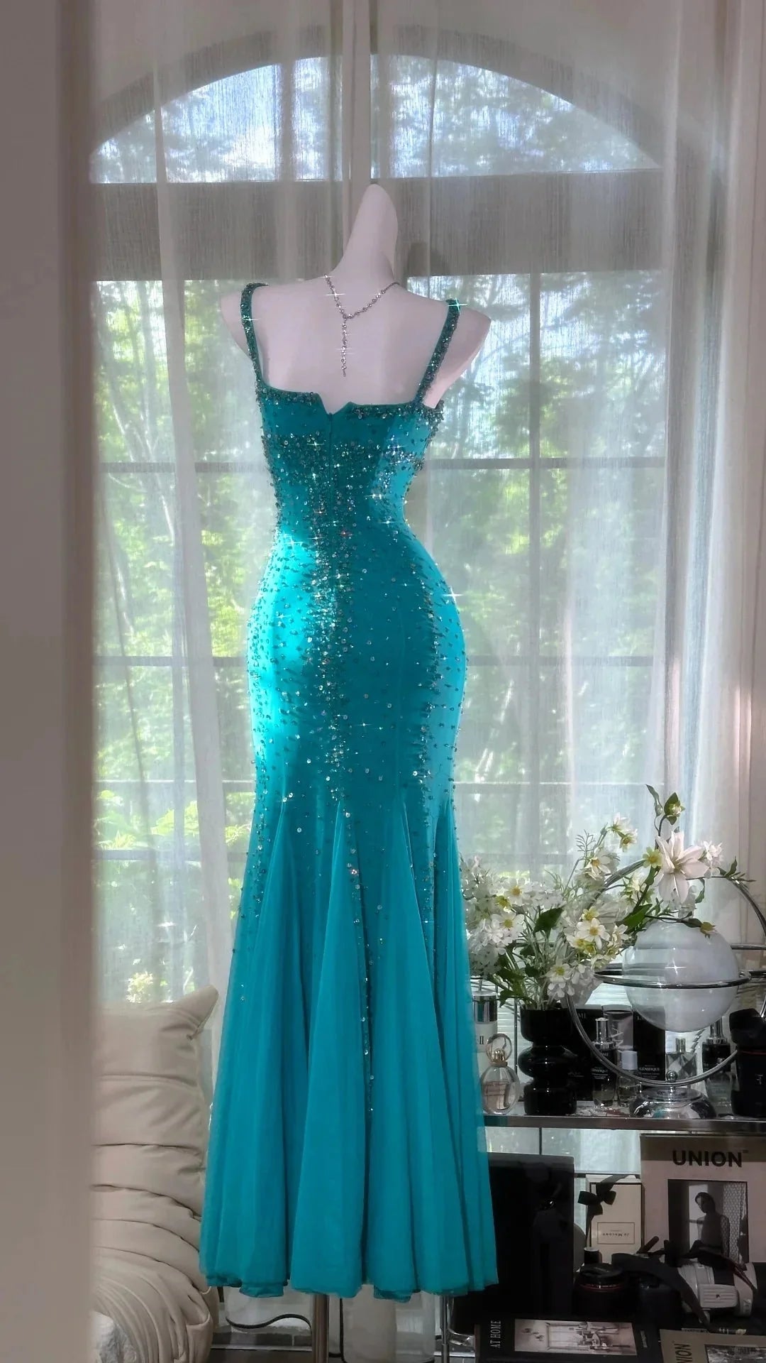 Blue Gorgeous Exquisite Beaded Long Chiffon Formal Prom Dresses Formal Evening Dresses Party Dresses