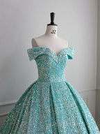 Blue Green Velvet Sequin Long Formal Prom Dresses, Velvet Formal Dresses