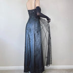 Blue/Grey Delicate Beaded Long Tulle Elegant Ball Gown Formal Evening Dresses Formal Birthday Party Dresses Formal Prom Dresses