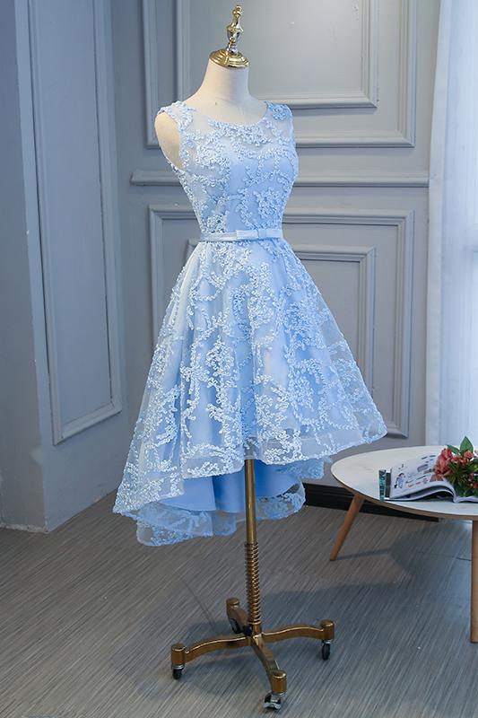 Blue High Low Fashionable Homecoming Dresses, Cute Formal Prom Dresses