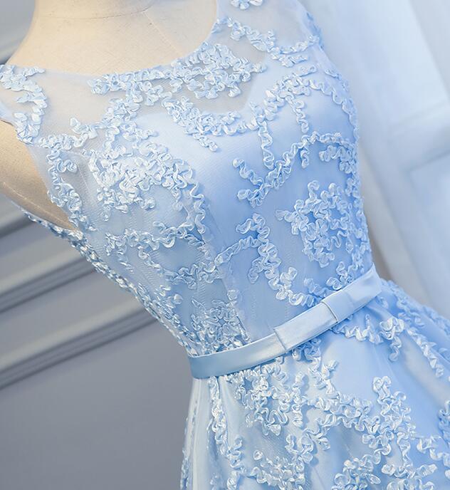 Blue High Low Fashionable Homecoming Dresses, Cute Formal Prom Dresses