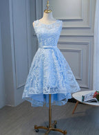 Blue High Low Fashionable Homecoming Dresses, Cute Formal Prom Dresses