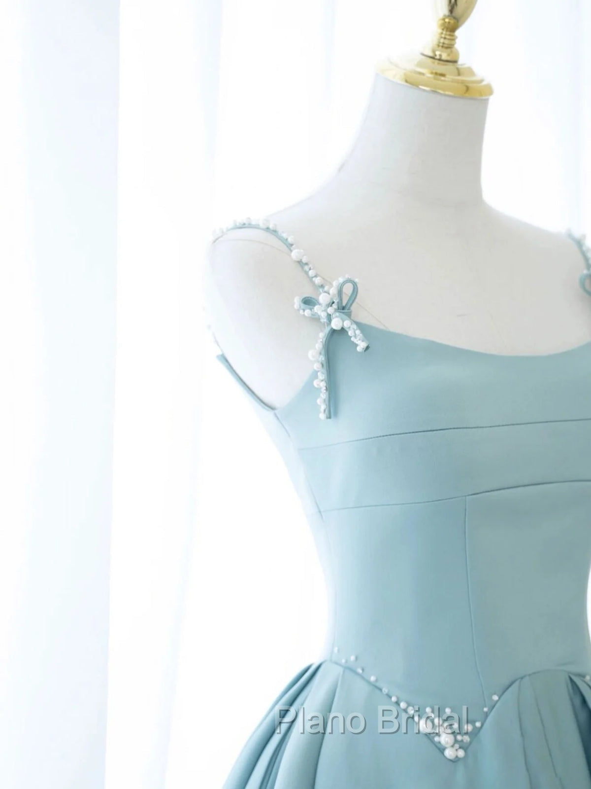 Blue Long Beaded Formal Prom Dresses, Long Blue Beaded Formal Evening Dresses Secondary image