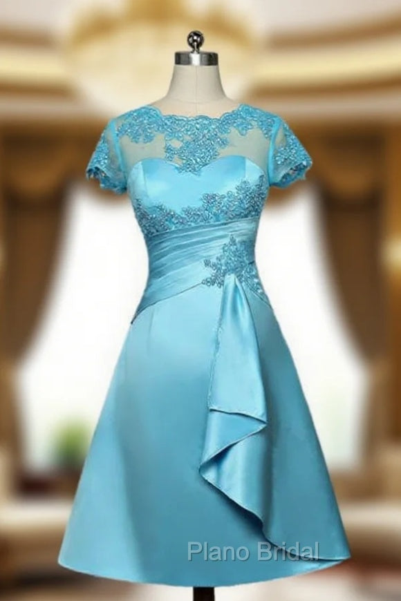 Blue Mother Of The Bride Dresses A-line Cap Sleeves Appliques Main image